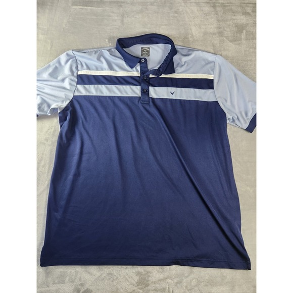 CALLAWAY  Light Blue &‎ Navy Colorblock Golf Polo Shirt Sz XXL - Picture 1 of 7